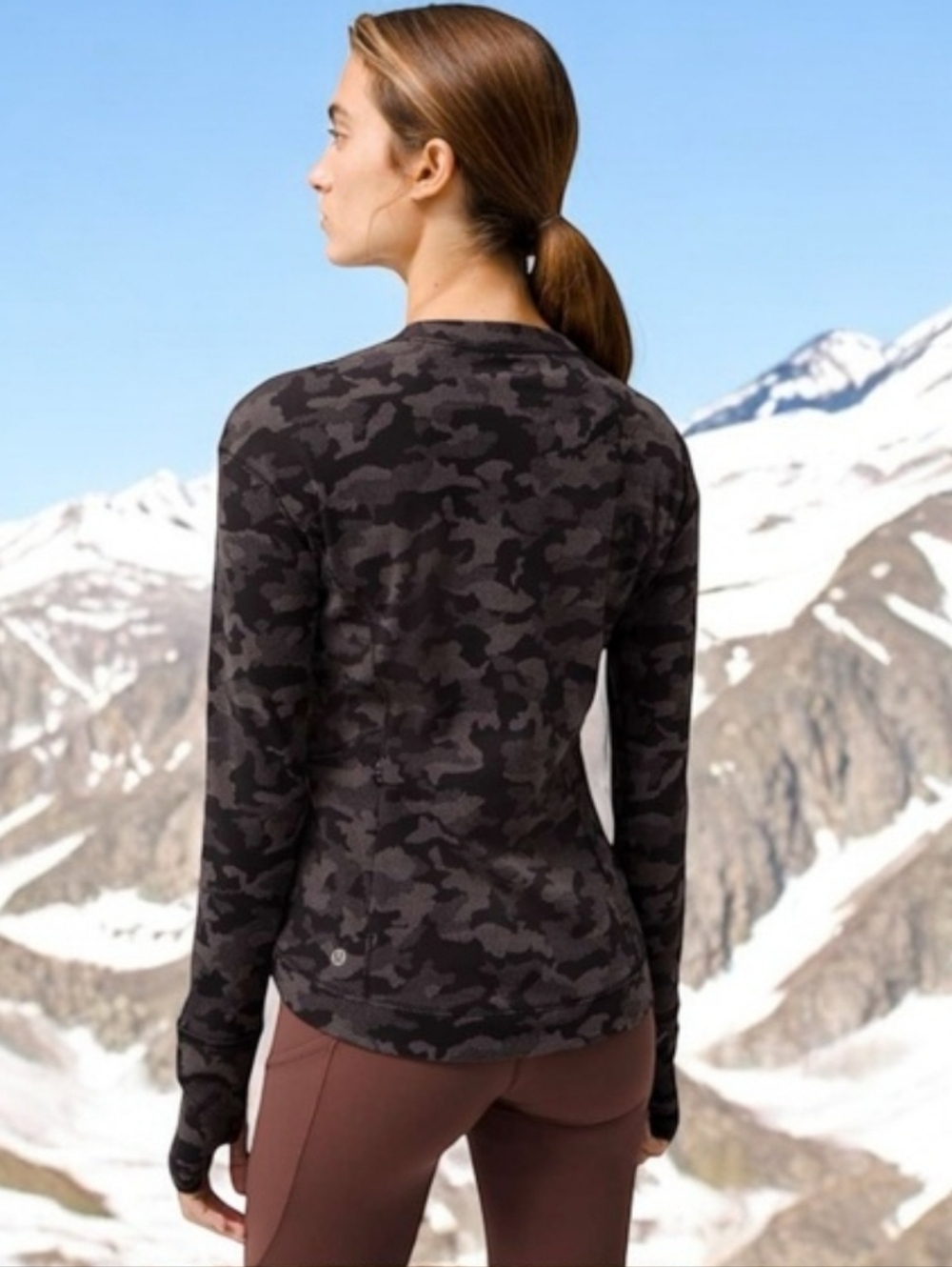 Lululemon Close to Crossing Long Sleeve Heritage Camo Jacquard Black Lunar Rock - Picture 2 of 15